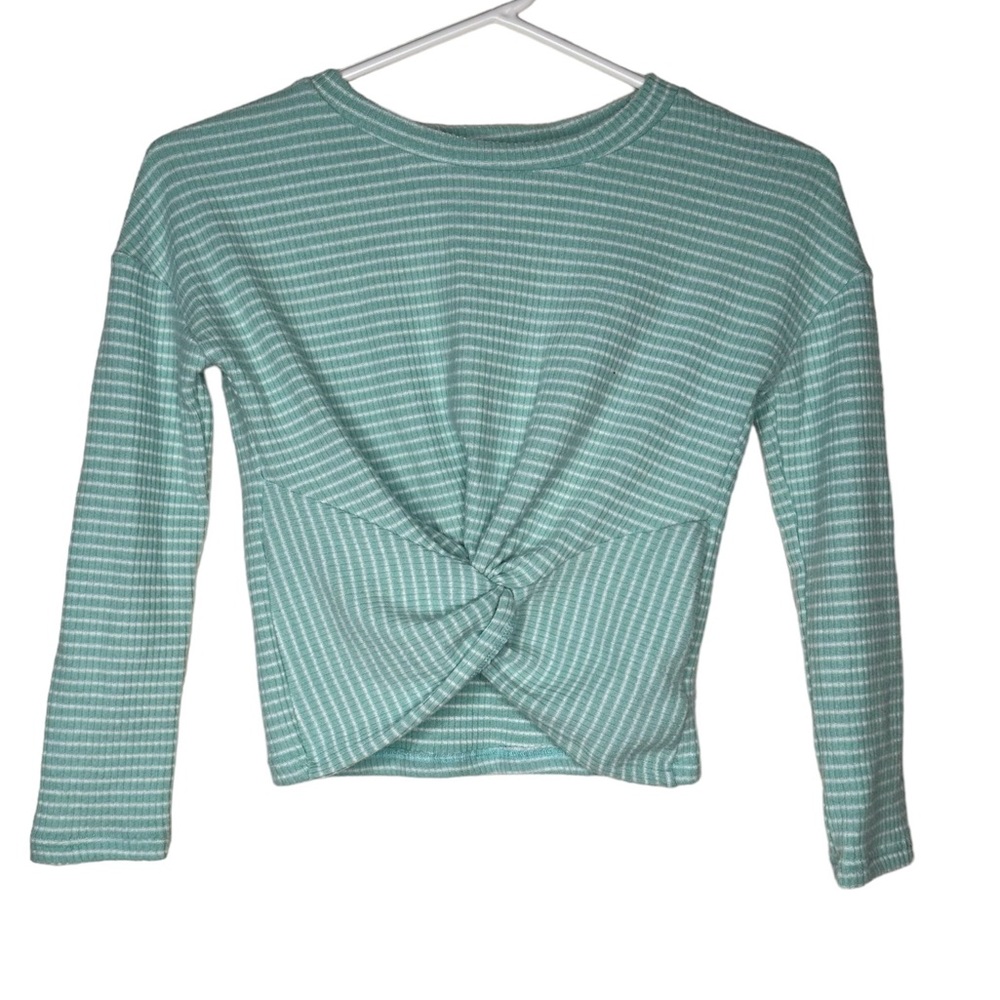 Aeropostale Girls Green White Stripes Pullover Sweater Small